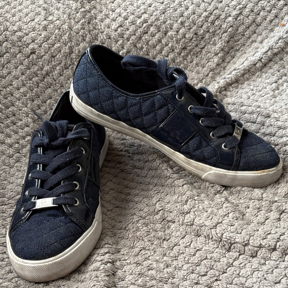 G by Guess Navy Quilted Lace-Up Sneakers